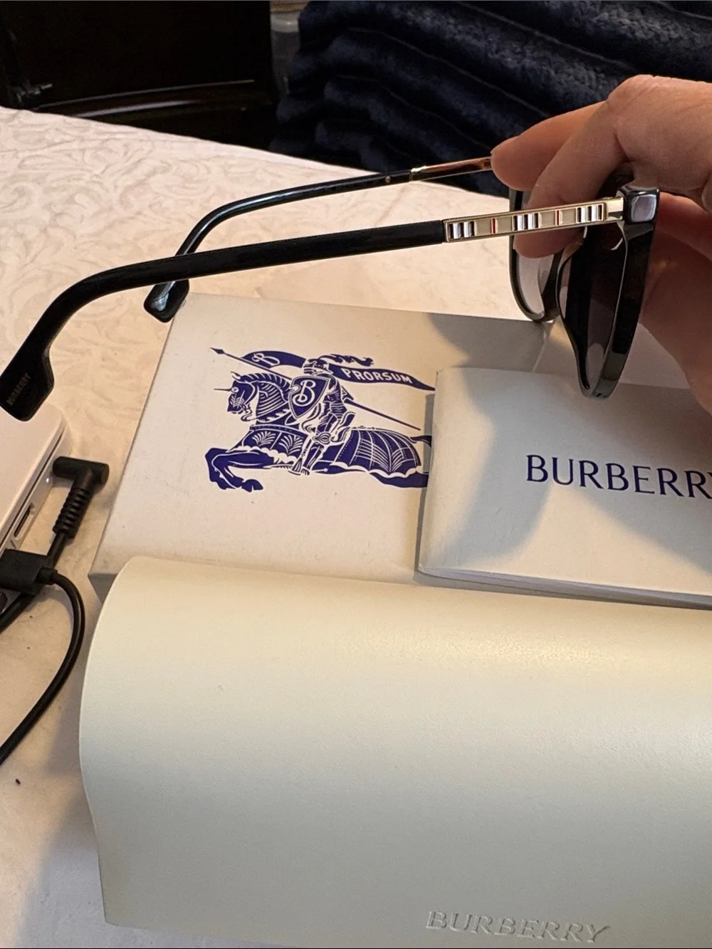 Burberry Black Frame Sunglasses with Gradient Gray Lenses